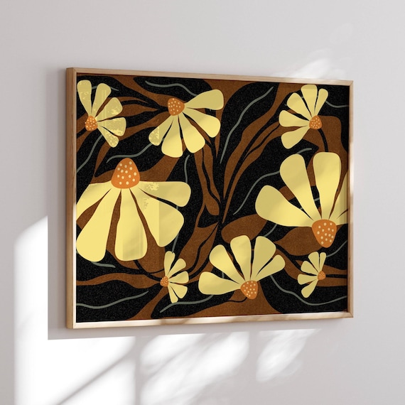 Lovely 70s Flower Poster, Matisse Print, 70s Inspired, Retro Poster, Groovy Art Print, Mid Century Modern, Floral Wall Art, Mid Century Art