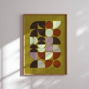 Lámina de arte Bauhaus, arte de pared moderno de mediados de siglo, póster geométrico, arte de pared de los años 70, abstracto, arte de pared moderno, impresiones retro, arte Mcm, decoración de los años 60