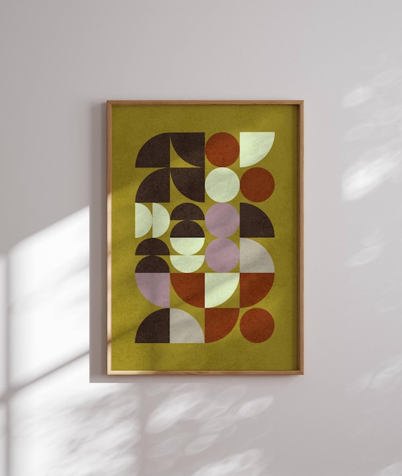 Bauhaus Art Print, Mid Century Modern Wall Art, Geometric Poster, 70s Wall Art, Abstract, Funky Wall Art, Retro Prints, Mcm Art, 60s Decor