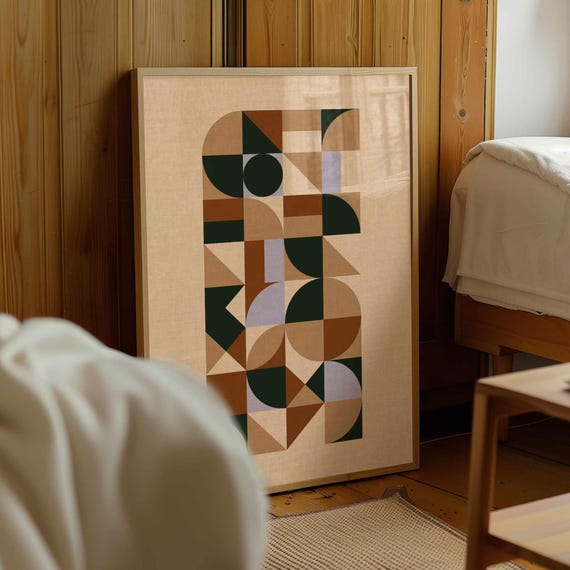 Mid Century Modern Print – Abstract Geometric Shapes, Bauhaus Wall Art, Scandinavian Decor