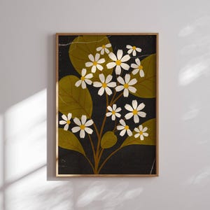 Imprimé floral de style vintage, Imprimé floral foncé, posters vintage, Décoration cottagecore, Art mural floral, Décoration d'intérieur esthétique, Art mural botanique