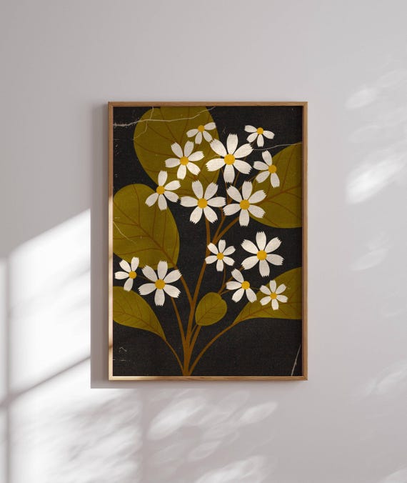 Vintage Style Flower Print, Dark Floral Print, Vintage Posters, Cottagecore Decor, Floral Wall Art, Aesthetic Home Decor, Botanical Wall Art