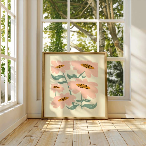70s Floral Wall Art: Retro Matisse Style Flower Print