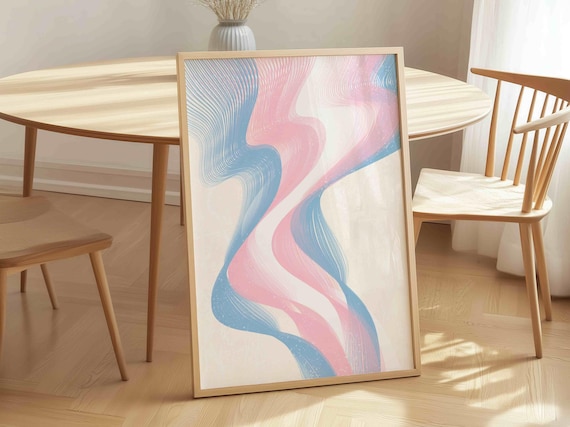 Trans Pride Art Print: Subtle Transgender Flag Colors, Abstract LGBTQ+ Wall Decor