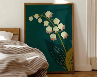 Maiglöckchen - Vintage botanische Wandkunst, stimmungsvolles Cottagecore-Dekor