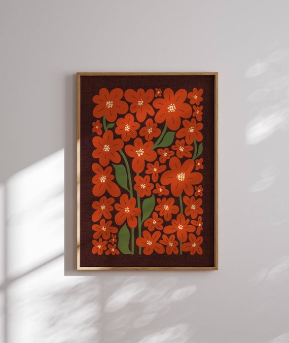 Lovely 70s Flower Poster, Matisse Art Print, 70s Wall Art, Mid Century Poster, 70s Decor, Groovy Wall Art, Retro Art, Modern Home Decor