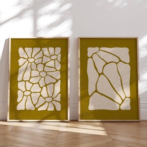 Set di poster floreali retrò, set di 2 stampe, arte murale anni '70, stampe di Matisse, arte murale funky, arredamento anni '70, arte murale di metà secolo, set di pareti della galleria