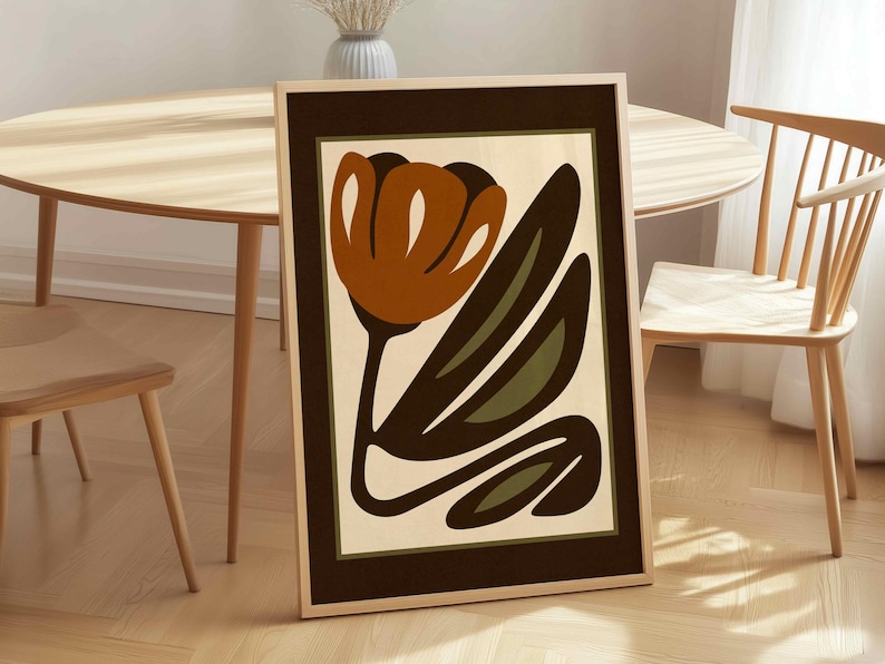 Mid Century Blumendruck - Retro botanische Wandkunst, Vintage inspiriertes Dekor Bild 16