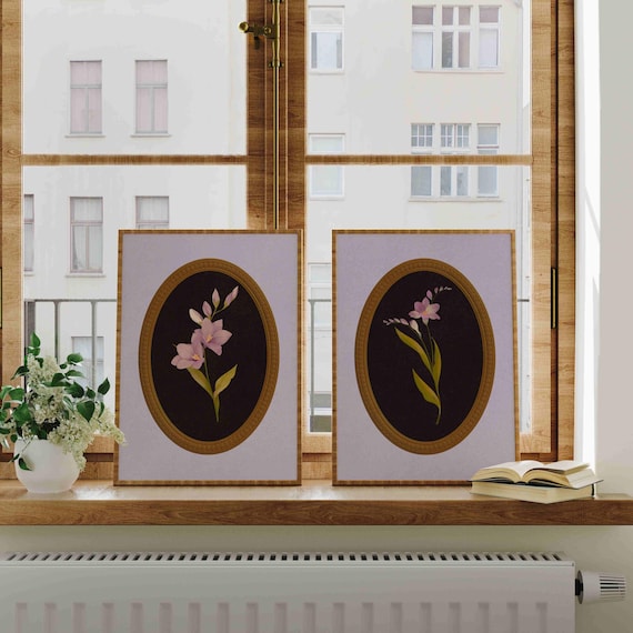 Vintage Botanical Print Set: Cottagecore Floral Wall Art, Rustic Home Decor