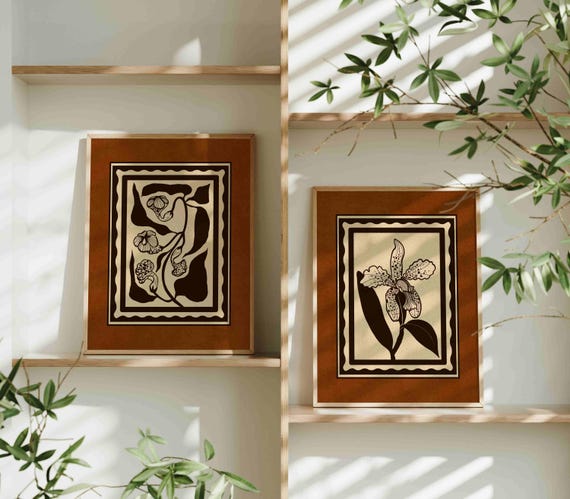 Vintage Botanical Print Set: Rustic Floral Wall Art, French Country Home Decor