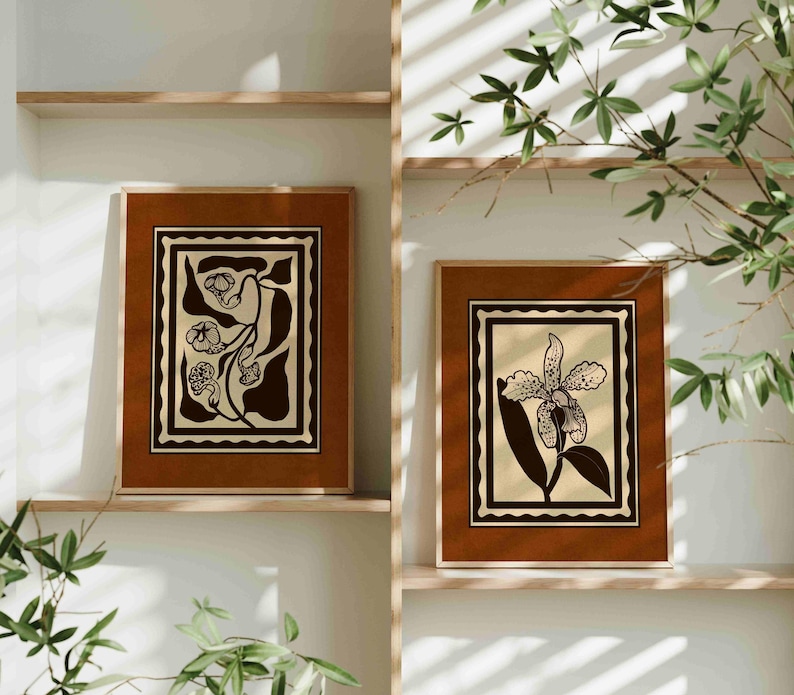 Vintage Botanical Print Set: Rustic Floral Wall Art, French Country ...