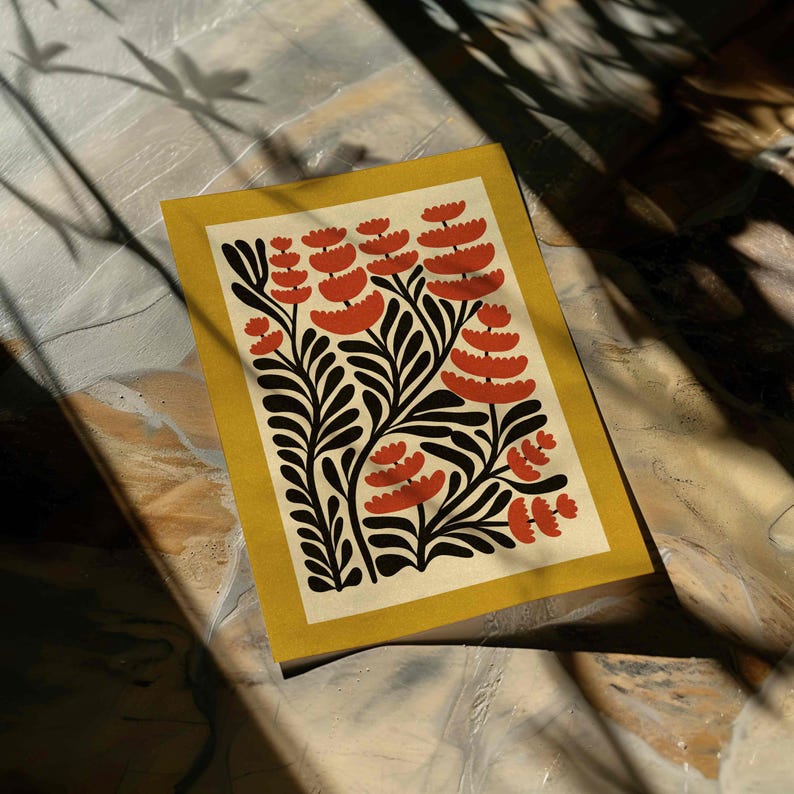 Retro Floral Print — Skandinavische botanische Wandkunst, Mid Century Modern Decor Bild 7