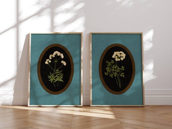 Vintage Style Botanical Prints, Set Of 2 Prints, Gallery Wall Set, Wildflower Wall Art, Vintage Posters, Floral Wall Art, Cottagecore Decor