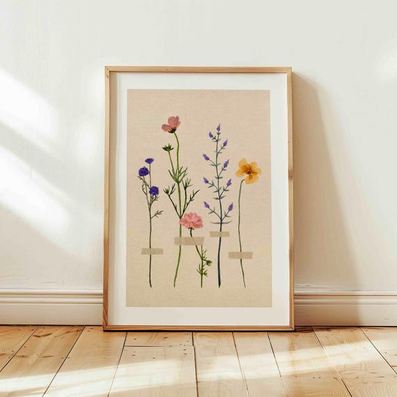 Vintage Wildflower Print: Pressed Botanical Wall Art, Cottagecore Home Decor