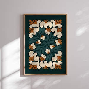 Póster de flores de los 70, estampado floral retro, arte mural de los 70, arte mural de Matisse, decoración de los 70, arte mural retro, estilo moderno de mediados de siglo, estilo vintage