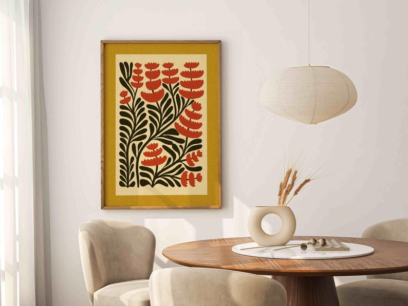 Retro Floral Print — Skandinavische botanische Wandkunst, Mid Century Modern Decor Bild 6
