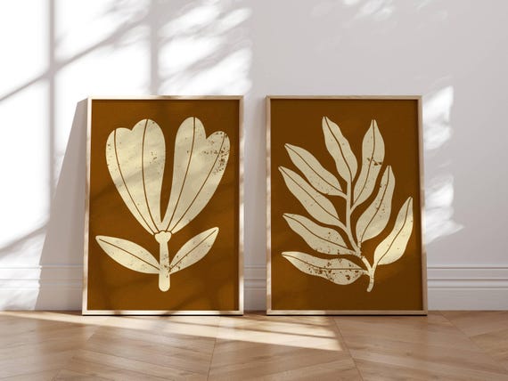 Aesthetic Floral Wall Art, Set Of 2 Prints, Gallery Wall Set, Vintage Posters, Cottagecore Decor, Neutral Home Decor, Farmhouse Wall Art