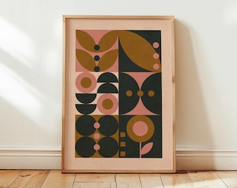 Bauhaus Geometric Art Print: Mid-Century Modern Wall Decor