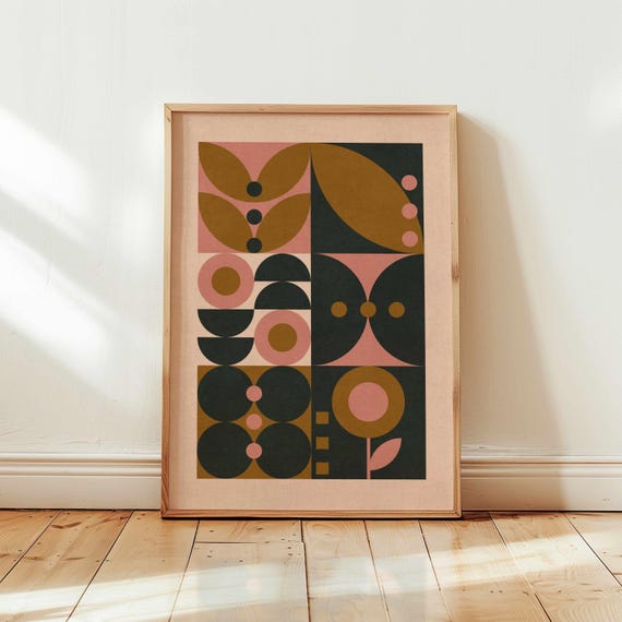 Bauhaus Geometric Art Print: Mid-Century Modern Home Decor