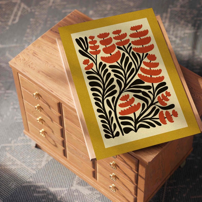 Retro Floral Print — Skandinavische botanische Wandkunst, Mid Century Modern Decor Bild 14