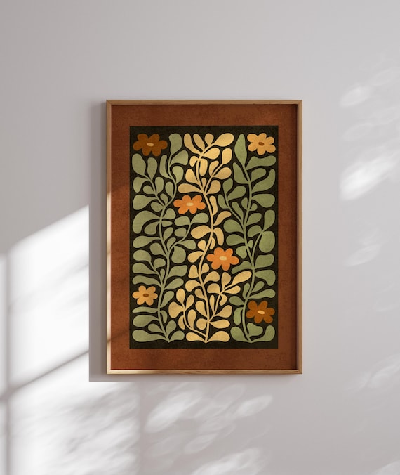 Lovely 70s Flower Poster, Matisse Art Print, 70s Wall Art, Funky Wall Art, Cottagecore, 70s Decor, Retro Art, Mid Century Modern, Earthy