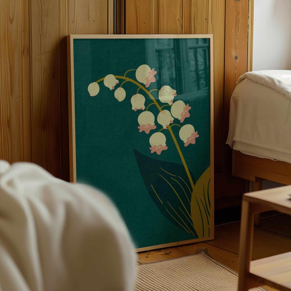 Lily of the Valley Print – Vintage Botanical Wall Art, Cottagecore Home Decor