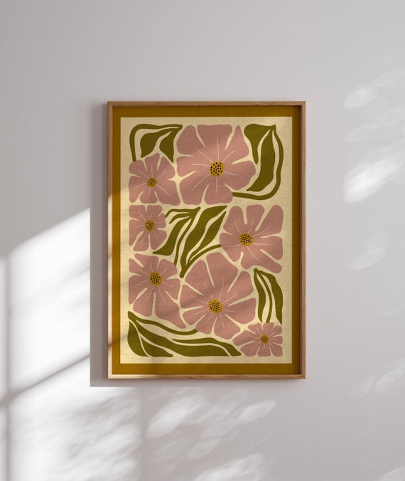 Lovely Retro Flower Poster, Matisse Print, 70s Wall Art, Funky Wall Art, 70s Inspired, Retro Wall Art, Mid Century Modern, 60s Wall Decor