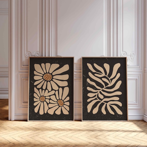 Retro 70s Flower Print Set – Groovy Mid Century Modern Wall Art
