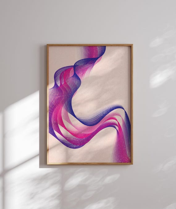 Subtle Bi Pride Wall Art, Abstract LGBTQ+ Print in Bi Flag Colors, Minimalist Queer Decor, Unique Gift for Bisexual Loved Ones or Allies