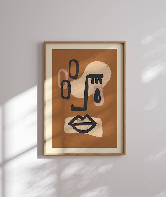 Modern Abstract Art Print, Mid Century Wall Art, Portrait, Scandinavian Decor, Mcm Wall Art, Gallery Wall Art, Minimalist, Neutral Prints