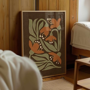 Matisse Style Floral Print: Mid Century Modern Botanical Wall Art, Retro Boho Home Decor