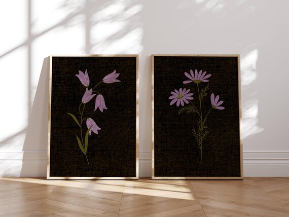 Botanical Wall Art Set of 3, Vintage Wildflower Prints – Cozy Cottagecore Floral Posters for Rustic, Farmhouse or Gallery Wall Decor