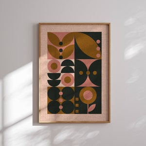 Bauhaus Kunstdruck, Mid Century Modern Wandkunst, Modernes Wohndekor, Geometrisches Poster, 70er Jahre Wandkunst, Abstrakt, Minimalistisch, Retro Print