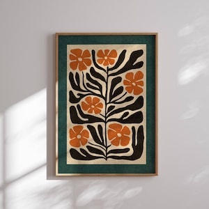 Bellissimo poster floreale anni '70, stampa di Matisse, arte murale floreale ispirata agli anni '70, stampa artistica alla moda, arte murale moderna di metà secolo, poster retrò, MCM Art
