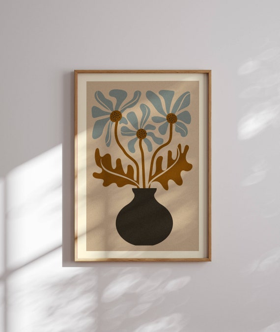 Lovely Retro Flower Print, Matisse Wall Art, Mid Century Modern, 70s Decor, Retro Wall Art, Matisse Print, Vintage Style, Trendy Wall Art