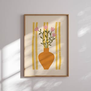 Affiche de fleurs groovy des années 70, impression d'art Matisse, art mural génial des années 70, art coloré, décoration des années 1970, décoration de chambre esthétique, milieu du siècle moderne