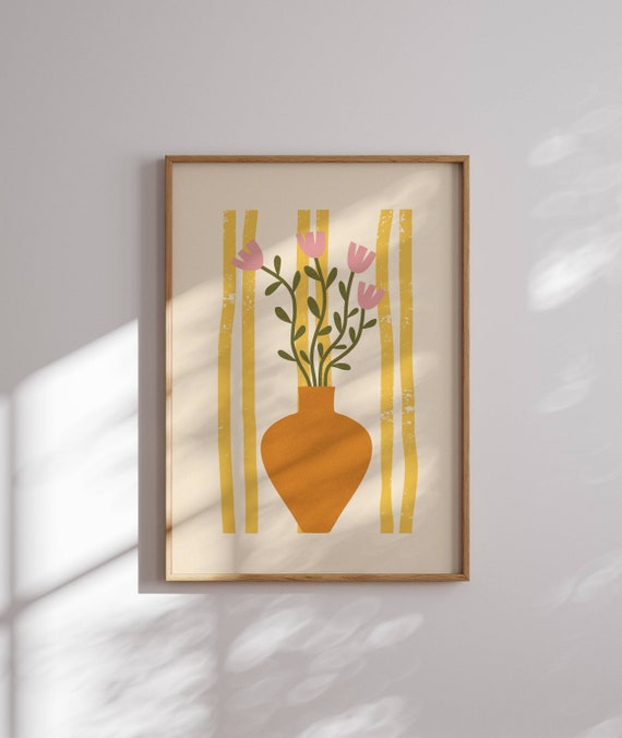 Groovy 70s Flower Poster, Matisse Art Print, Funky 70s Wall Art, Colorful Art, 1970s Decor, Aesthetic Room Decor, Mid Century Modern