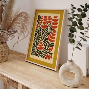 Retro Floral Print — Skandinavische botanische Wandkunst, Mid Century Modern Decor Bild 8