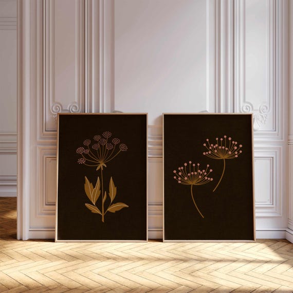 Vintage Style Botanical Prints – Cottagecore Floral Wall Art in Earthy Tones, Rustic Plant Posters for Farmhouse or Cozy Retro Home Decor