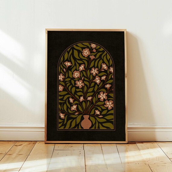 70s Retro Floral Print: Groovy Matisse Style Botanical Art, Mid Century Modern Decor