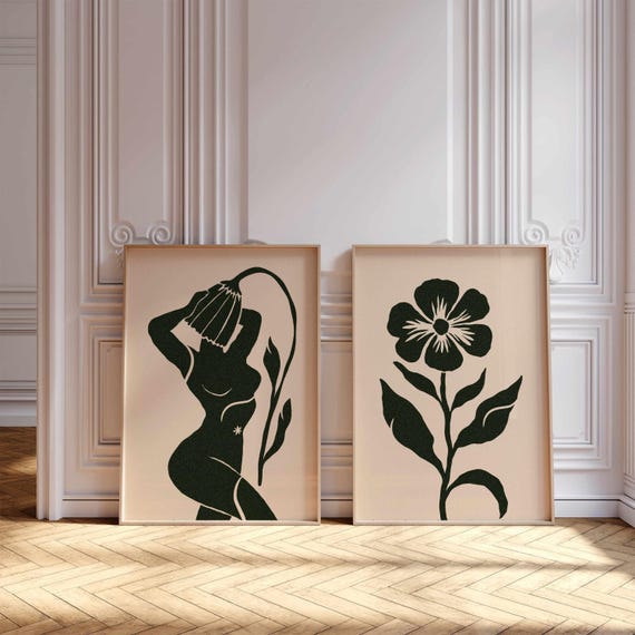 Matisse Print Set: Abstract Botanical Art, Woman and Flower Posters, Mid Century Modern Decor