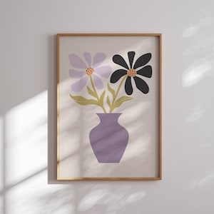 Precioso póster de flores de los años 70, impresión artística de Matisse, obra de arte floral de los años 70, arte mural moderno, decoración de los años 70, arte mural moderno, arte ecléctico y colorido