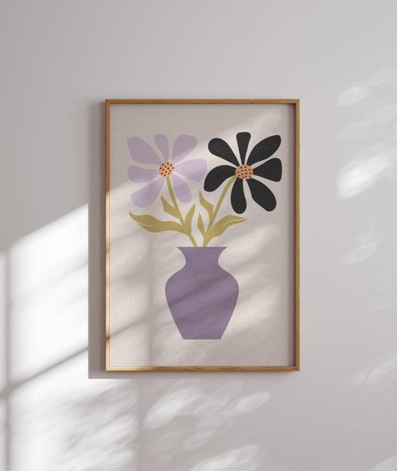 Lovely 70s Flower Poster, Matisse Art Print, 70s Floral Artwork, Funky Wall Art, 1970s Decor, Groovy Wall Art, Eclectic, Colorful Art
