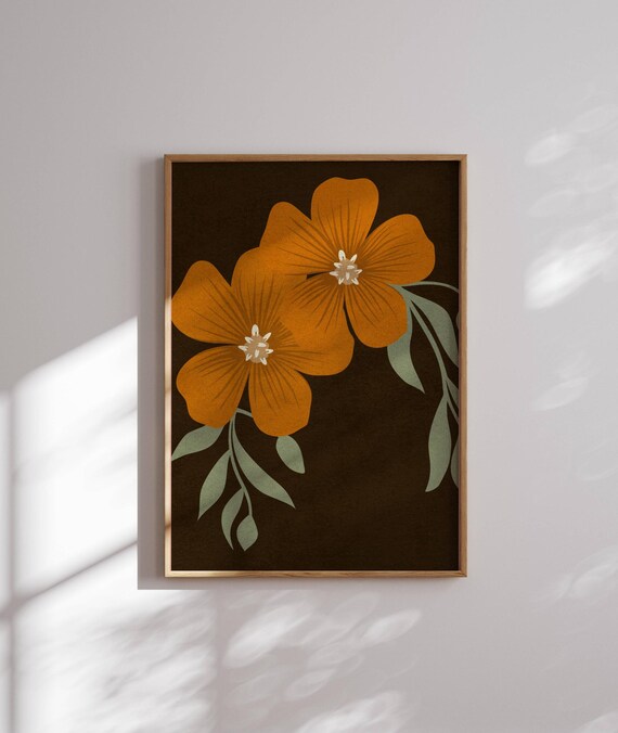 Moody Vintage Floral Print, Cottagecore Decor, Floral Wall Art, Reading Nook Decor, Farmhouse Wall Art, Botanical Prints, Vintage Posters