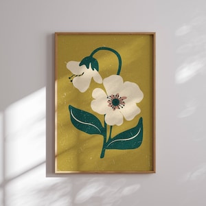 Belle affiche de fleurs des années 70, impression d'art Matisse, oeuvre d'art florale des années 70, art mural génial, art mural milieu du siècle, déco des années 1970, art mural groovy