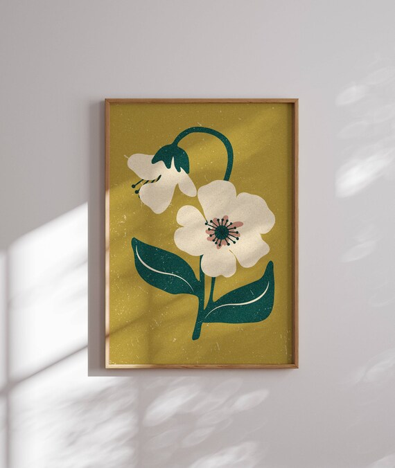 Lovely 70s Flower Poster, Matisse Art Print, 70s Floral Artwork, Funky Wall Art, Mid Century Wall Art, 1970s Decor, Groovy Wall Art