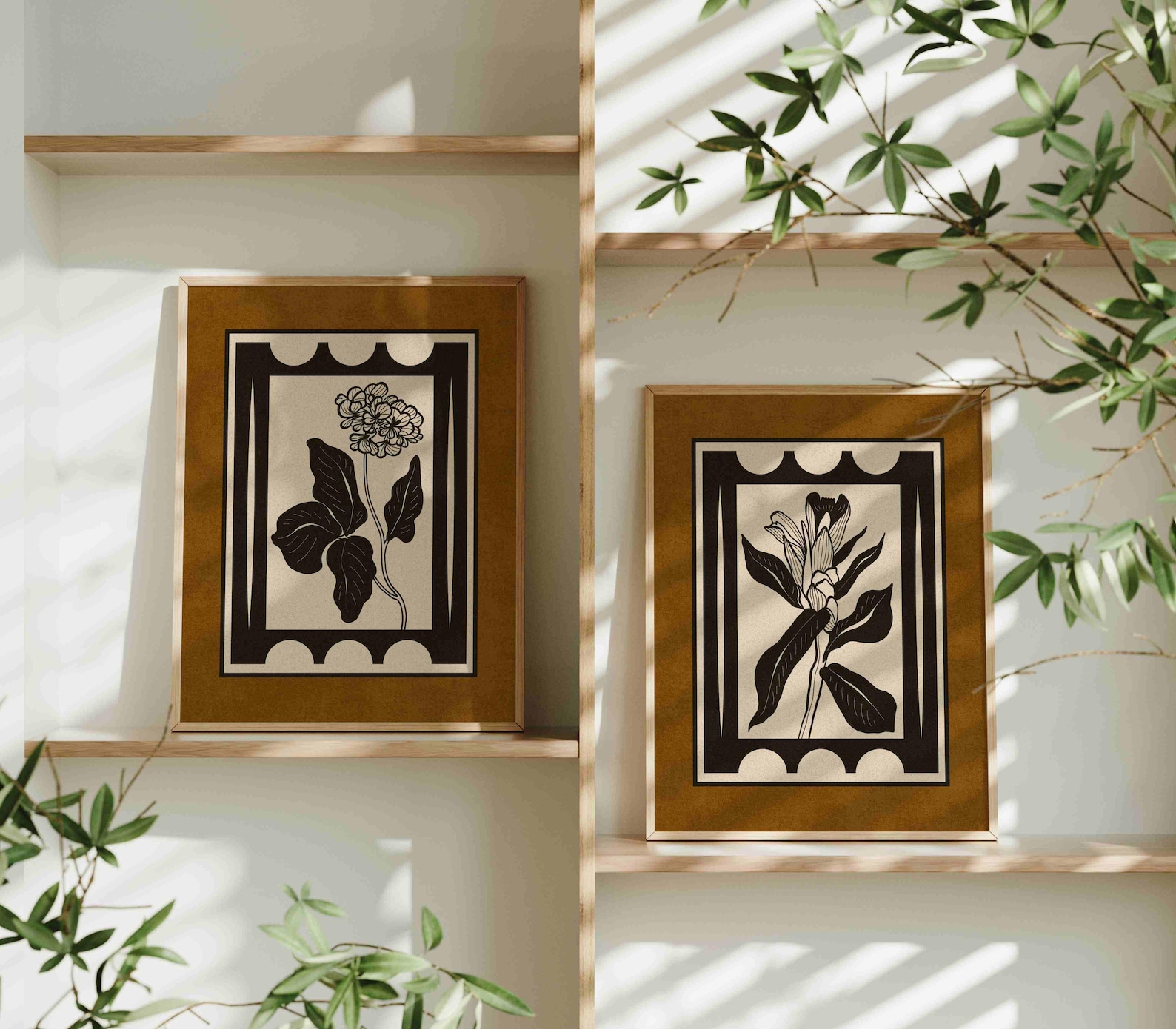 Vintage Botanical Print Set: Earth Tone Floral Wall Art, Cottagecore ...