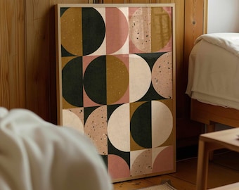 Mid Century Modern Geometric Print: Abstract Shapes Art, Scandinavian Wall Decor