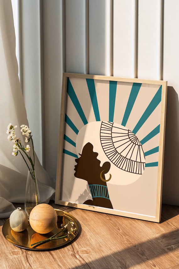 Abstract African Art Print, Black Woman Silhouette Art, African Woman Portrait, Female Figure Art, Room Decor Aesthetic Boho