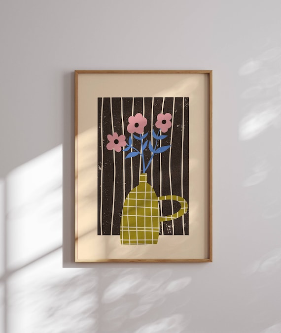 Groovy 70s Flower Poster, Matisse Art Print, Funky Wall Art, Colorful Art, 70s Decor, Retro Art, Mid Century Art, 60s Wall Decor, Groovy